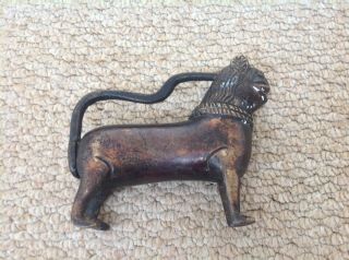 Unusual Antique Chinese ? Lion Bronze Padlock Unique