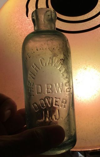 Old Dover Nj Blob Top Hutch Style Beer Soda Bottle W H Cawley Co Advertising