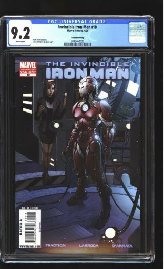Invincible Iron Man 10 Cgc 9.  2 Nm - 2nd Print 1st Pepper Potts As Rescue Marvel