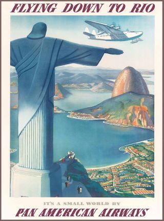 Flying Down To Rio De Janeiro Brazil Vintage Travel Art Poster Advertisement