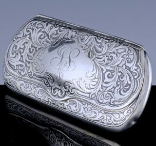 Very Fine C1900 Art Nouveau Etched Sterling Silver Eye Glasses Spectacles Case