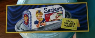 Sunbeam Bread Girl Advertising Metal Sign Vintage Image Display 4.  5 X 12 50051