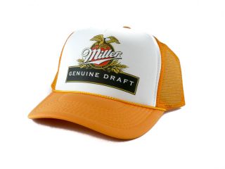Vintage Miller Draft Beer Trucker Hat Mesh Hat Snapback Hat Yellow