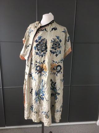 Antique Chinese Embroidered Silk Robe / Kimono