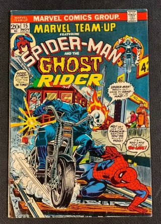 Marvel Team - Up 15 1973 Vf - 7.  5 Ghost Rider & Spider - Man Ross Andru Bronze Comic