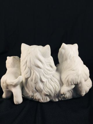 Persian Cat 2 Kittens Homco Figurine 1412 Ceramic Porcelain Cute White Decor 3