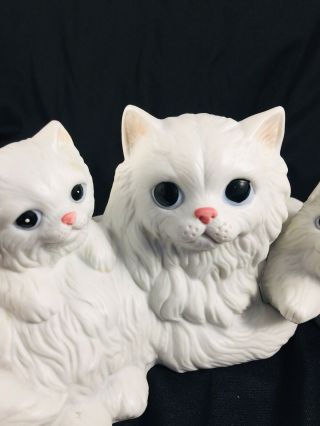 Persian Cat 2 Kittens Homco Figurine 1412 Ceramic Porcelain Cute White Decor 5