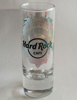 2015 Hard Rock Cafe HONOLULU Hawaii Shot Glass Shaka Hang Loose Tiki Guitar 2