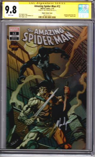 Spider - Man 12 Conan Variant Cover Cgc Ss 9.  8 Signed By Nick Spencer