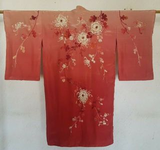 Antique Chinese Silk Hand Embroidered Robe Kimono Robe Textile (y170)