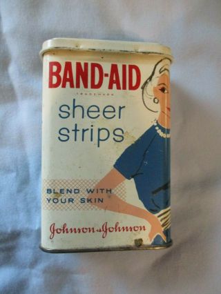 Johnson & Johnson Vintage Band - Aid Sheer Strips Tin Woman Blue Dress