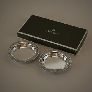 Vintage Christofle France Silver Plated " Perles " Ash Trays