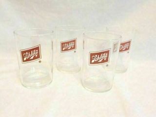 Set Of 4 Vintage Advertising Schlitz Beer Glasses 3 1/2 " Sampler Sample