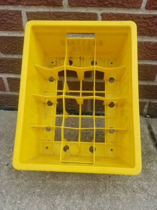 (2) Vintage Falstaff Beer Bottle 12 Compartment Yellow Plastic Crate Carrier