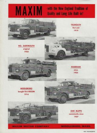 Maxim Fire Pumpers For Five Cities - June 1962 - Ifc Adv