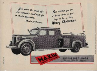 Maxim Fire Apparatus - Christmas Greetings 1950 - December 1950