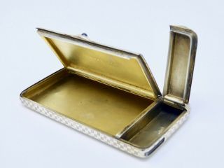 Antique Imperial Russian Silver & Gold Cigarette & Vesta Case Sapphire Cabochon 10