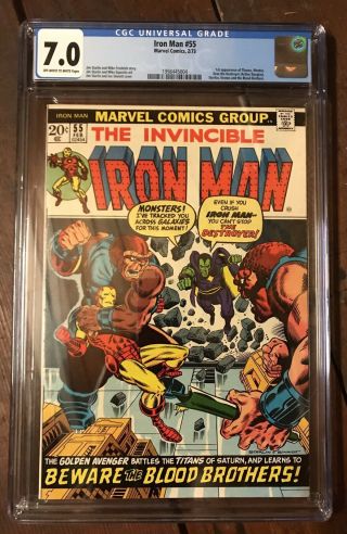 Iron Man 55 1973 Cgc 7.  0 Comic 1st Appearance Thanks And Drax Avengers Endgame