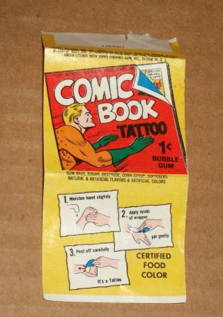 1967 Topps Comic Book Bubble Gum Aquaman Cover Martian Man Hunter Mirror Tattoo