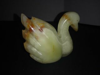 Vintage Hand Made Onyx Swan Marble Figurine 2