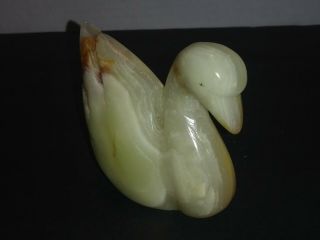 Vintage Hand Made Onyx Swan Marble Figurine 4