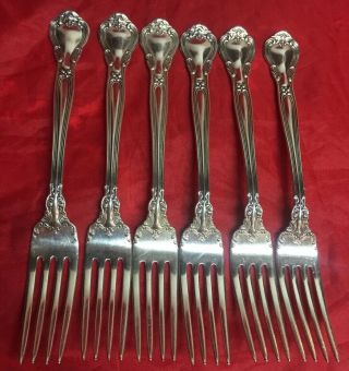 Set Of Six Gorham Solid Sterling Silver Chantilly Pattern Dinner Fork 7 1/2”