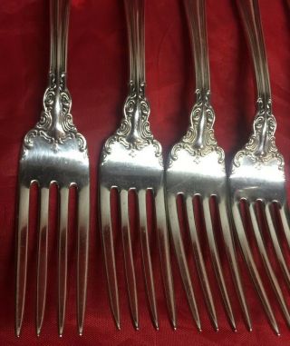 SET of SIX Gorham Solid Sterling Silver Chantilly Pattern Dinner Fork 7 1/2” 2