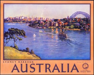 Sydney Harbour Australia Vintage Travel Advertisement Art Poster