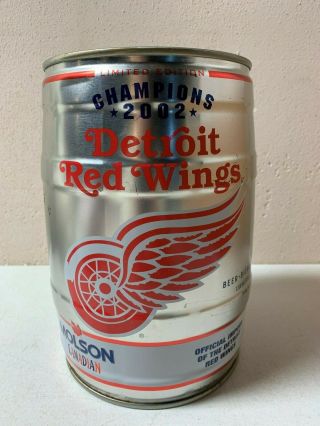 Detroit Red Wings 2002 Champions Mini Beer Keg Molson Canadian Empty