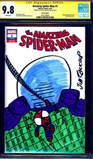 Spider - Man 1 Blank Cgc Ss 9.  8 Signed Mysterio Sketch By Jim Salicrup