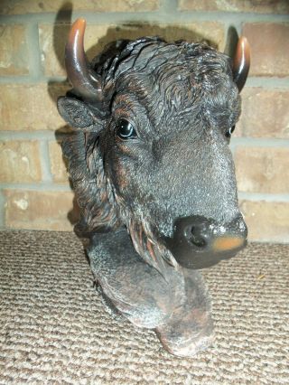 Buffalo Head Figurine Bison Statue 10 Inches Tall
