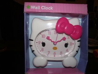 Hello Kitty Wall Clock With Sculptured Case,  Custom Shaped Hands,  Quartz