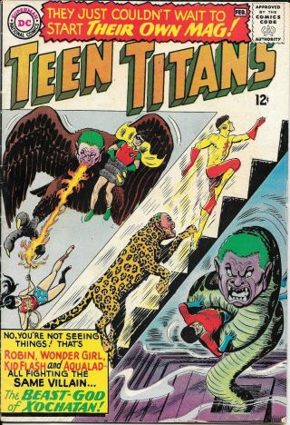 Silver,  Teen Titans 1 Jan - Feb 1966 Dc The Teens Fight Xochatan,  Beast God Fn