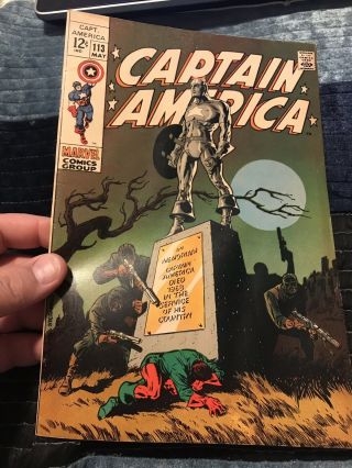 Captain America 113 Vf,  8.  5 Steranko Classic Cov/art Avengers Cap 