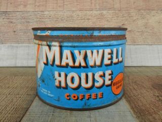 Vintage Maxwell House Coffee Tin Can 1 Pound General Foods Hoboken Nj