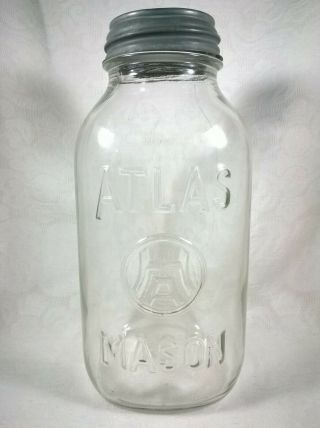 H Over A Hazel Atlas Half Gallon Clear Glass Square Mason Jar With Zinc Lid