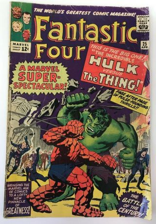 The Fantastic Four 25 Marvel Comics 1964 Jack Kirby Vg Avengers Hulk Classic