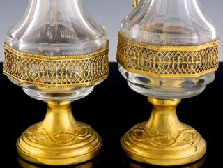 V.  FINE VICTORIAN FRENCH GOLD GILT BRONZE GLASS HOLY COMMUNION CRUET PITCHERS SET 9