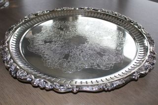Baroque By Wallace Silver Round Serving Platter Heavy 19 "