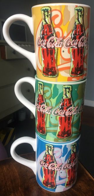 1996 Coca Cola Coffee Mugs Set Of 3