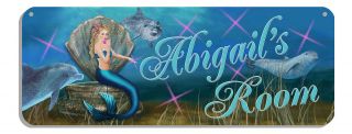 Dolphins Mermaid Welcome Wall Sign Customize Gifts Outdoor Indoor Any Text