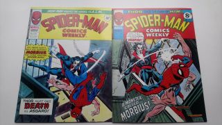 Spider - Man Weekly 139 & 140 Vf/nm 1st Morbius Spider - Man 101 Pence