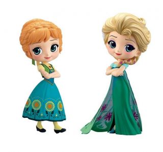 Disney Frozen Elsa & Anna Q Posket Frozen Fever Design Figure Set Of 2