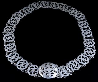Fine Antique Chinese Sterling Silver Belt W Buckle Or Huge Necklace Hallmarked