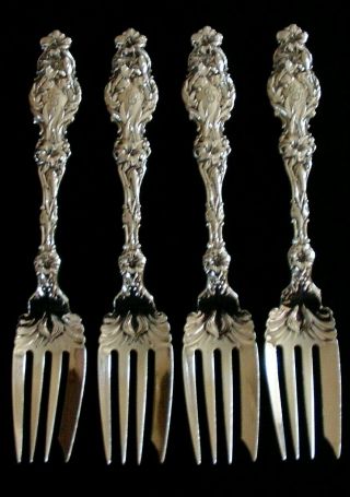 Set Of 4 Whiting Lily - 6 1/8 " - Salad Forks Sterling Silver Pat 1902 Scarce