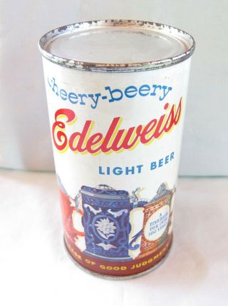 Vtg Edelweiss Light Beer Flat Top Beer Can - Schoenhofen Co.  Chicago Ill.