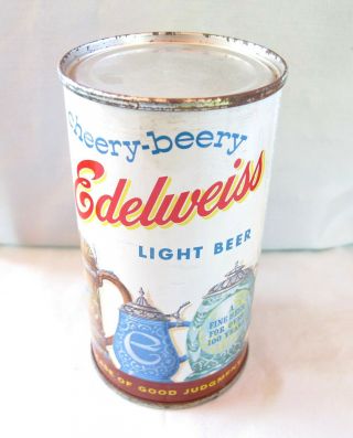 Vtg Edelweiss Light Beer Flat Top Beer Can - Schoenhofen Co.  Chicago Ill. 2