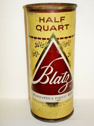 Blatz " Half Quart " 16 Oz Flat Top Beer Can L783