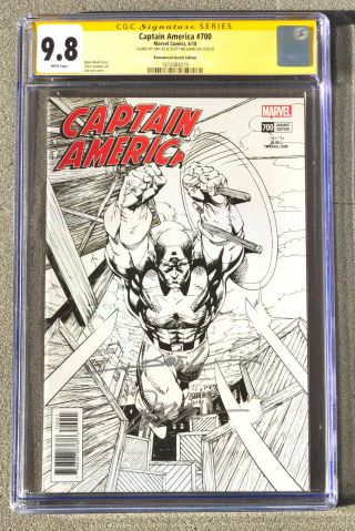Cgc 9.  8 Ss 2x Jim Lee Williams Captain America 700 1:1000 Remastered B/w Variant