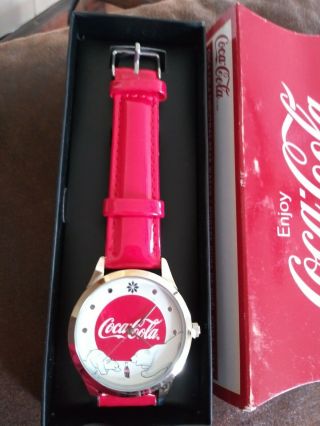 Coca - Cola Avon Christmas Bears Red Band Wrist Watch Box